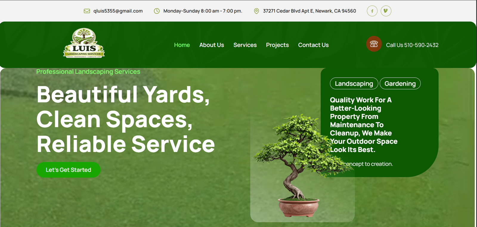Evergreen Landscaping Website Design